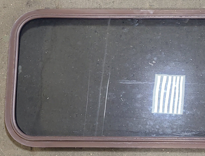 Used Brown Radius Non-Opening Window : 39 3/4" W X 17 7/8" H X 2" D - Young Farts RV Parts