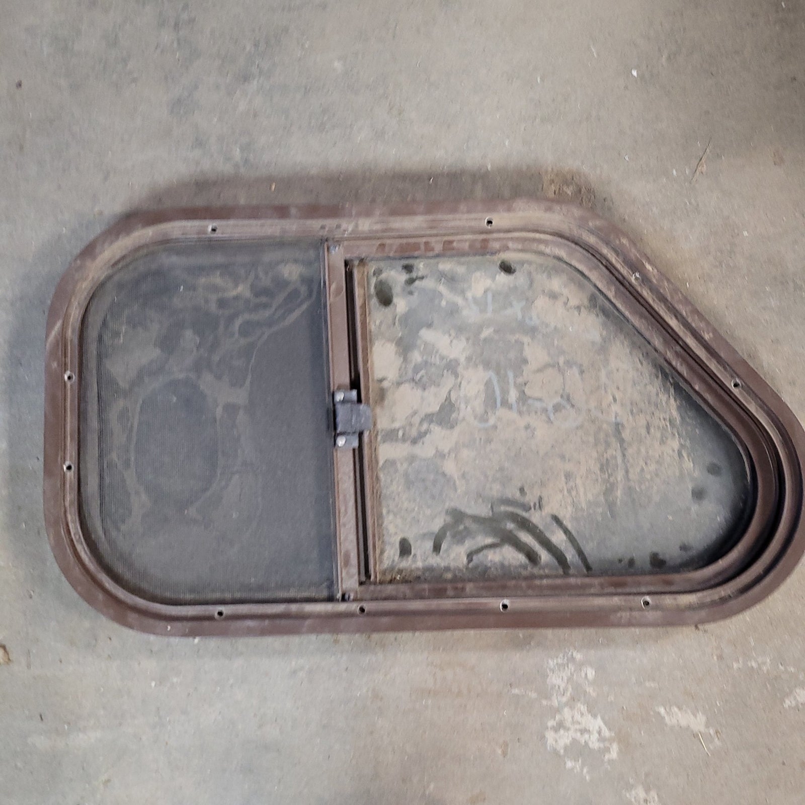 Used Brown Radius Slanted Opening Window : 21 1/2 X 12 X 2