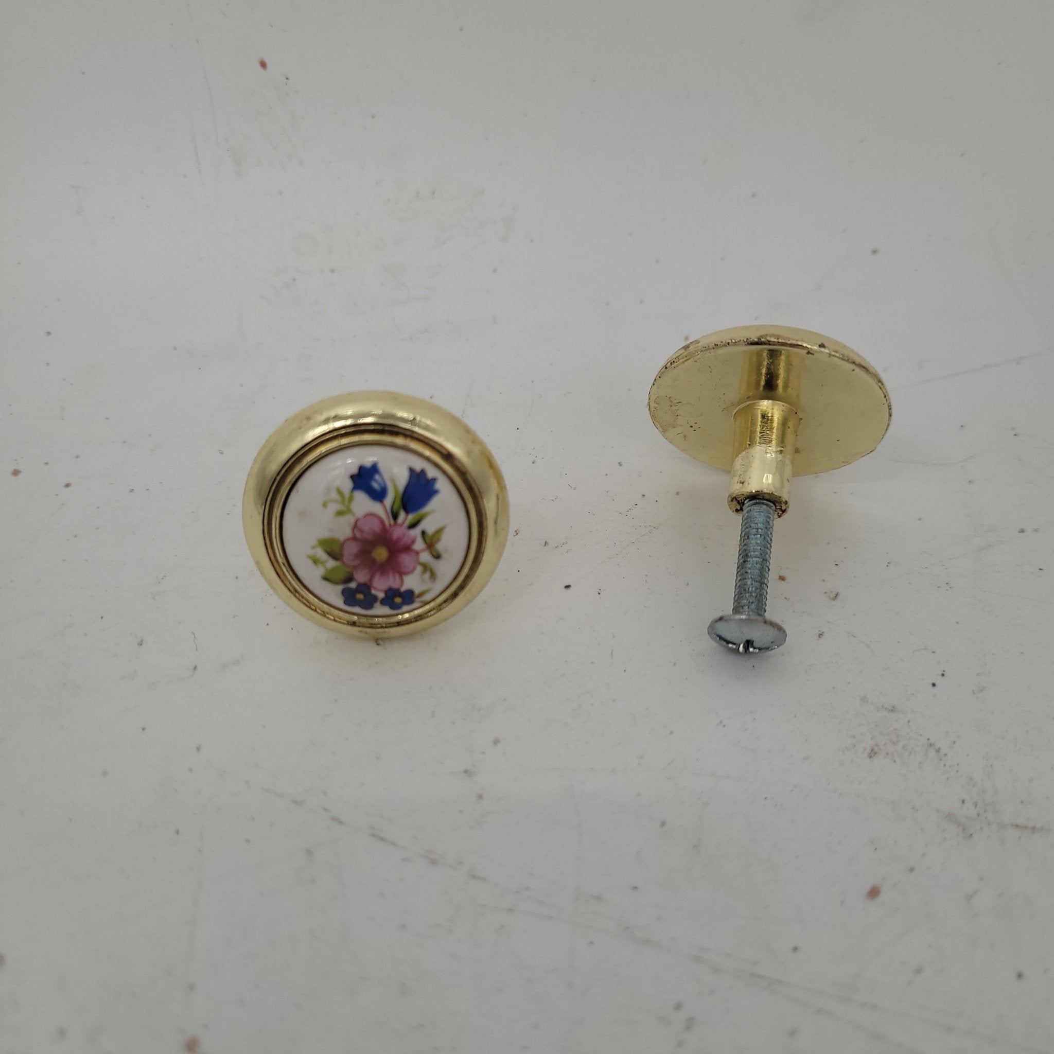 Used Gold (with flower centers) Cabinet Knob - Young Farts RV Parts