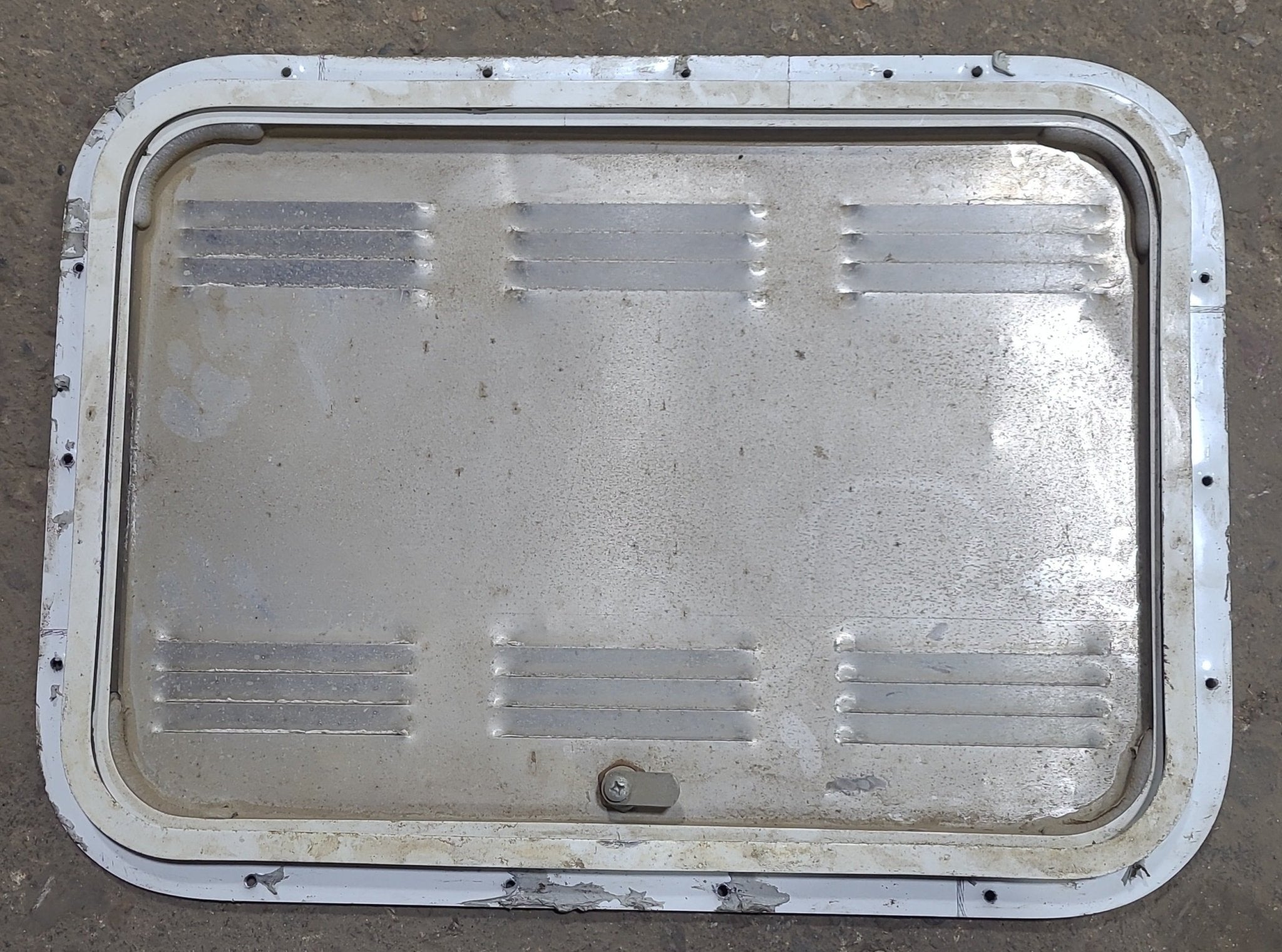 Used Radius Cornered Battery / Propane Cargo Door 20 3/4" x 14 3/4" x 3/4" D - Young Farts RV Parts