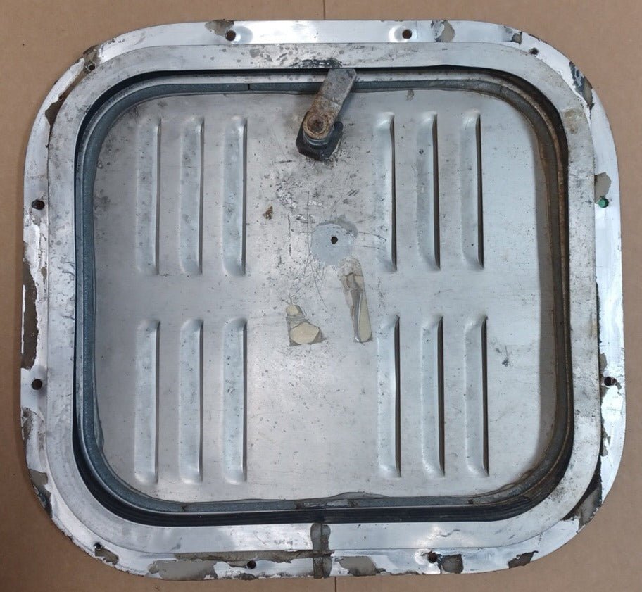 Used Radius Cornered Battery/Propane Cargo Door 12" x 11 1/8" x 1/2 "D - Young Farts RV Parts