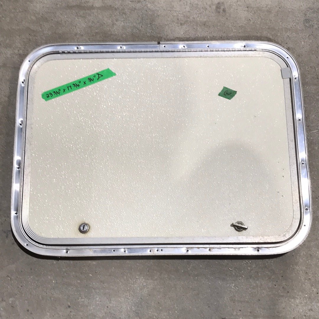 Used Radius Cornered Cargo Door 23 3/4" W x 17 3/4" H x 3/4" D - Young Farts RV Parts