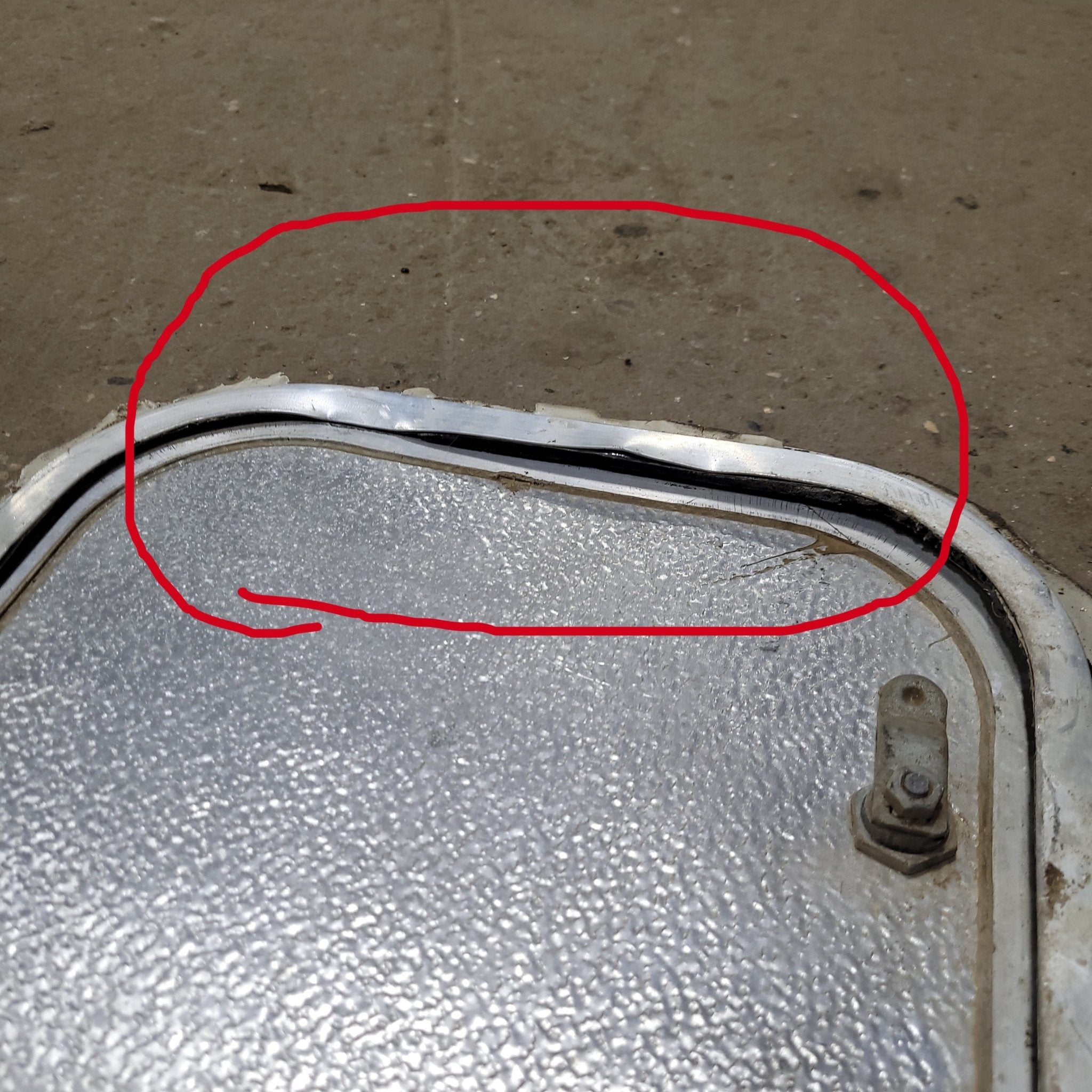 Used Radius Cornered Cargo Door 31 3/4" x 11 3/4" - Young Farts RV Parts