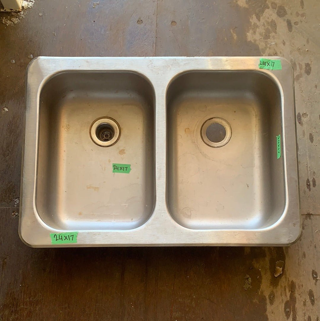 Used RV Double Kitchen Sink 24” w x 17” L - Young Farts RV Parts