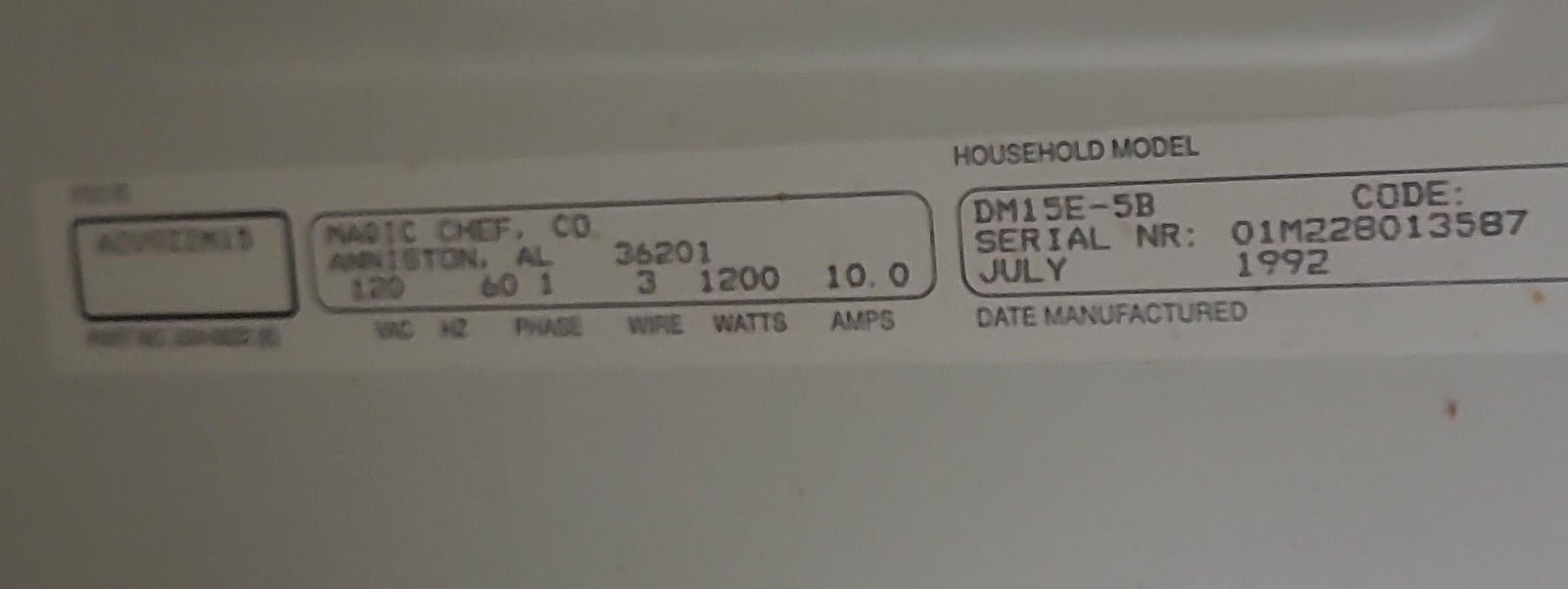 Used RV Microwave Magic Chef 20 3/8