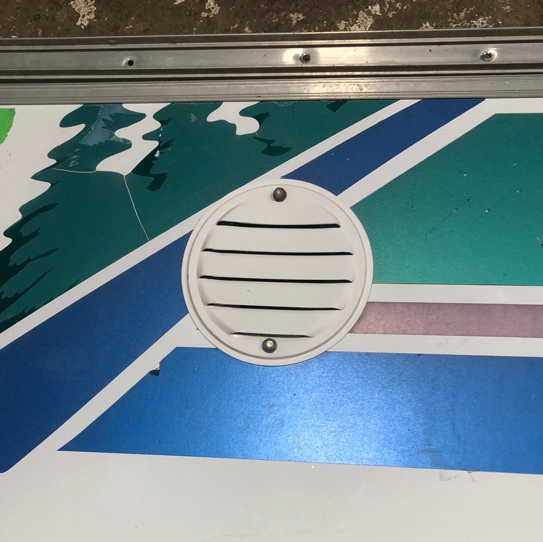 Used RV Radius Cargo / compartment Door 25 1/4 x 25 1/4 - Young Farts RV Parts