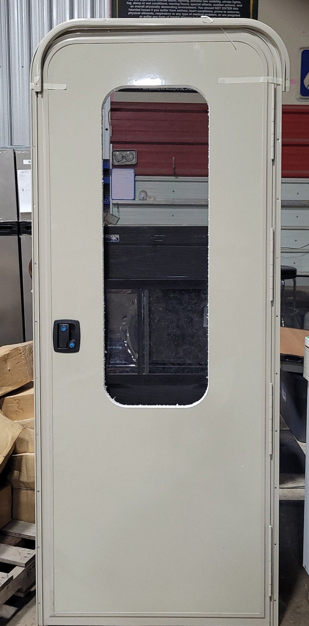 Used RV Radius Entry Door 29 3/4" x 77 3/4" Challenger Door (CARB 93120P2) - Young Farts RV Parts