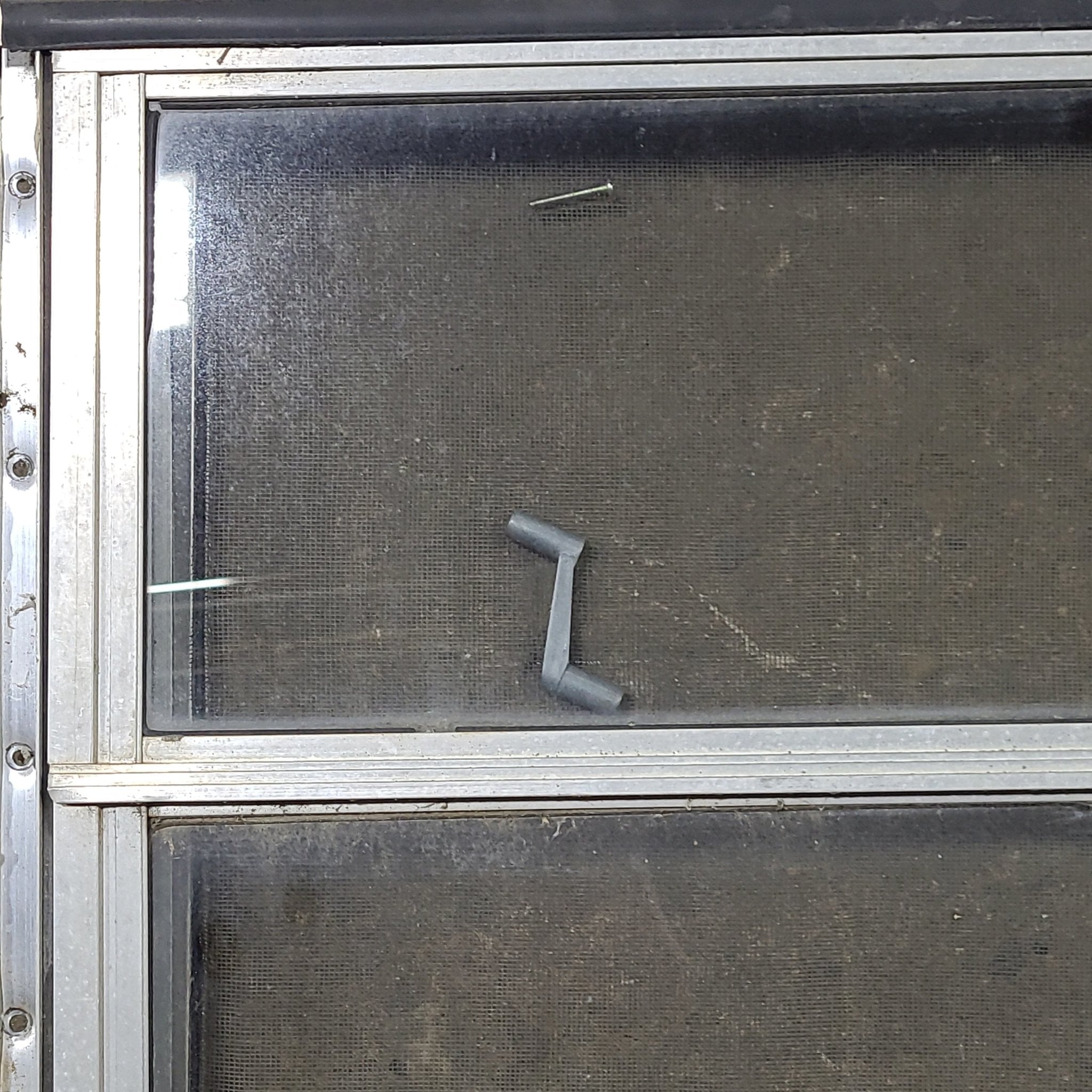 Used Silver Square Emergency Opening Window: 47 3/4" W x 18" H x 1 3/8" D - Young Farts RV Parts
