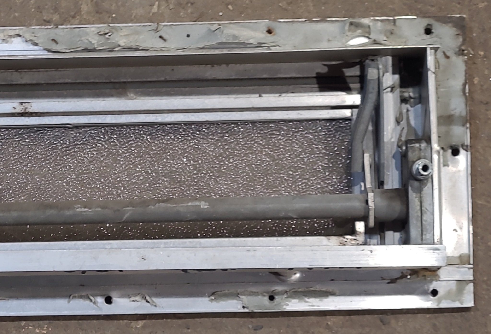 Used Silver Square Opening Window: 14 1/4" W x 4 3/4" H x 1 3/8" D - Young Farts RV Parts