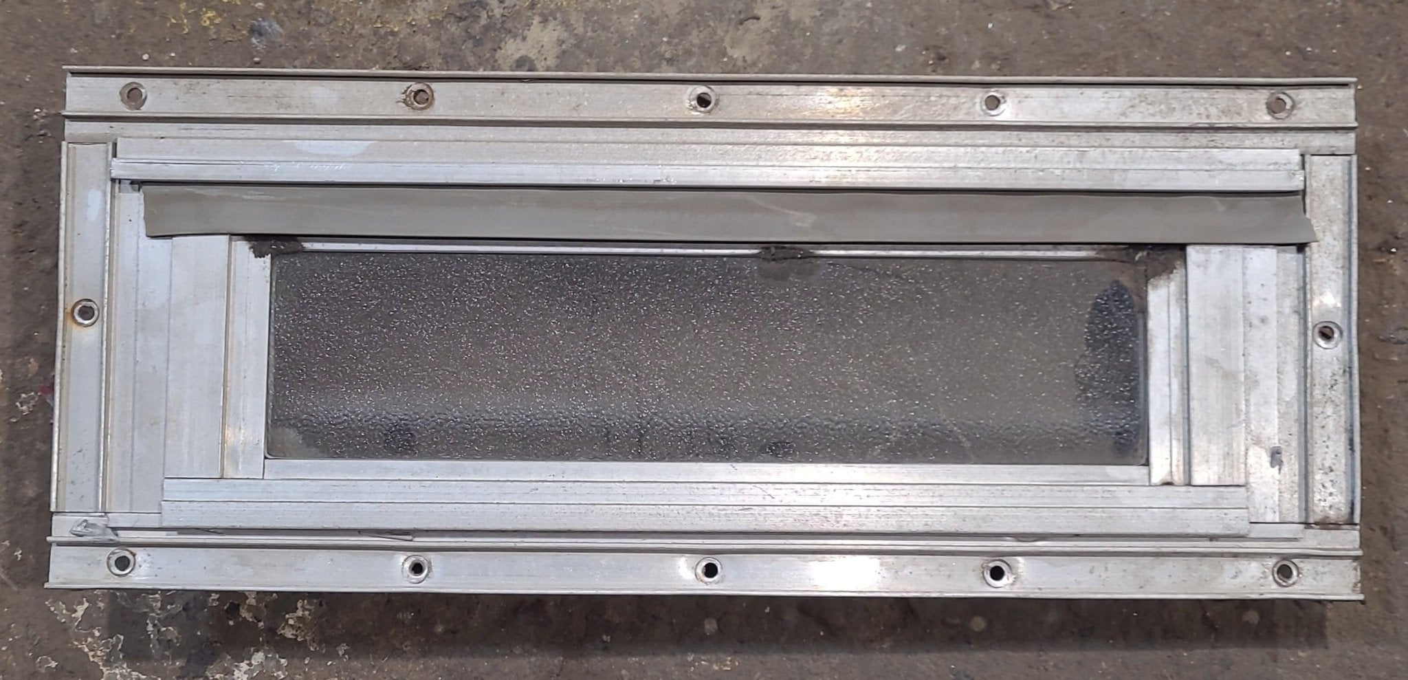 Used Silver Square Opening Window: 14 1/4" W x 4 3/4" H x 1 3/8" D - Young Farts RV Parts