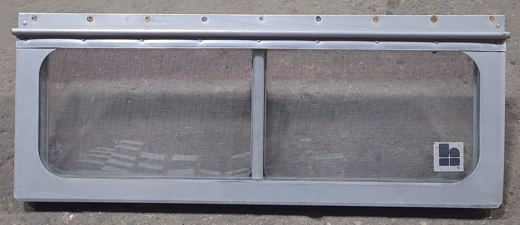 Used Silver Square Opening Window: 24" W x 8 1/2" H x 3/4" D - Young Farts RV Parts