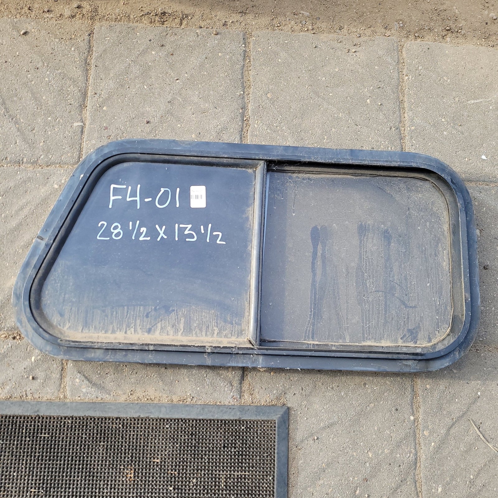 Used Slanted Black Radius Opening Window : 28 1/2 X 13 1/2 X 2