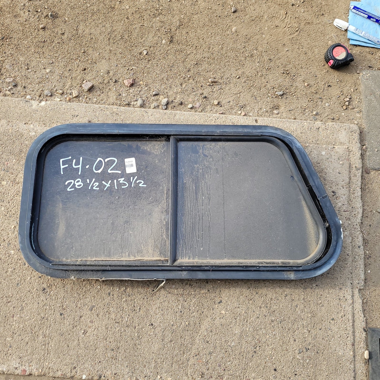 Used Slanted Black Radius Opening Window : 28 1/2 X 13 1/2 X 2