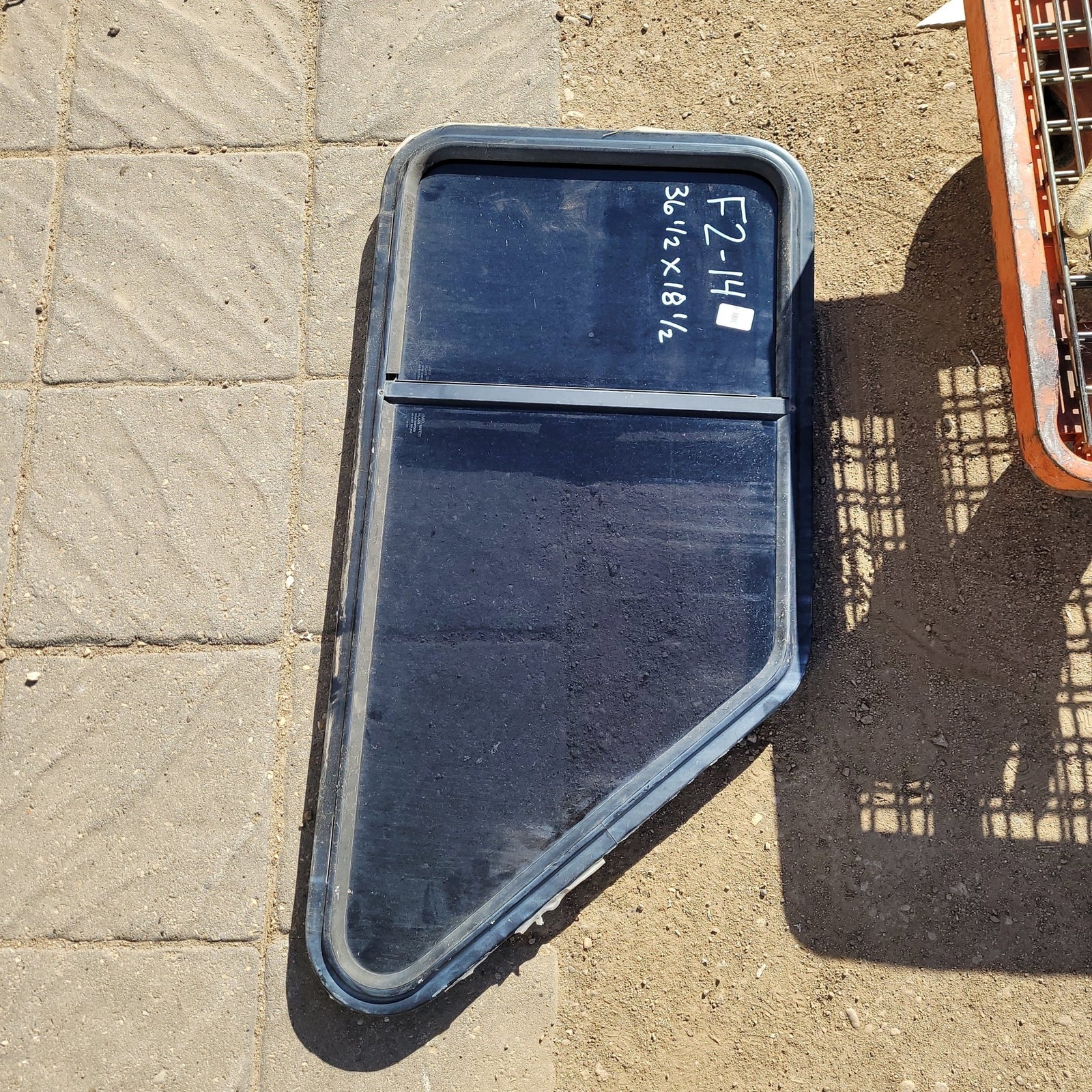 Used Slanted Black Radius Opening Window : 36 1/2 X 18 1/2 X 1 1/2