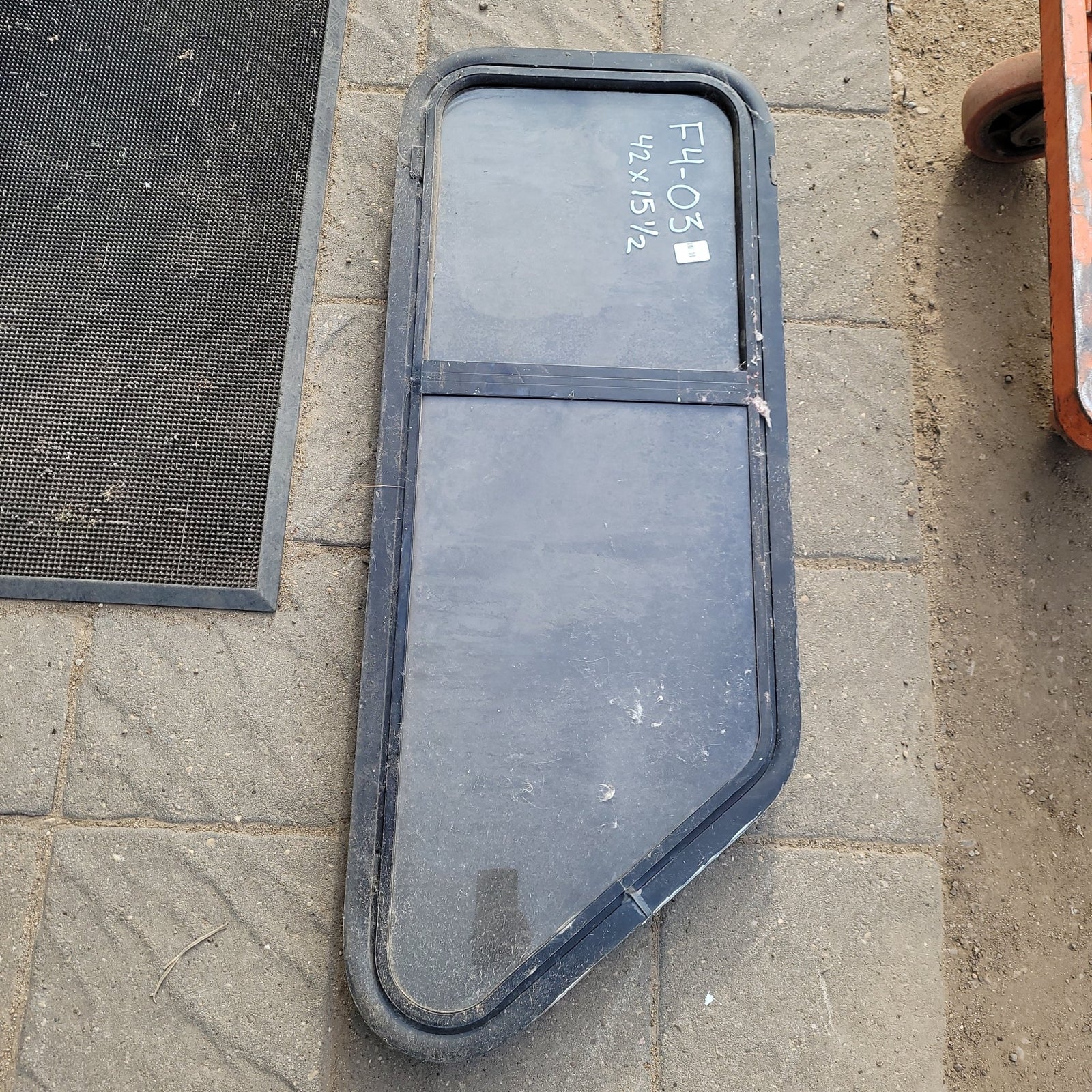 Used Slanted Black Radius Opening Window : 42 X 15 1/2 X 2