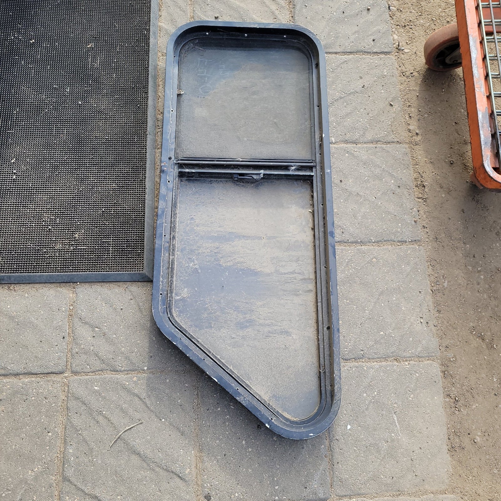 Used Slanted Black Radius Opening Window : 42 X 15 1/2 X 2