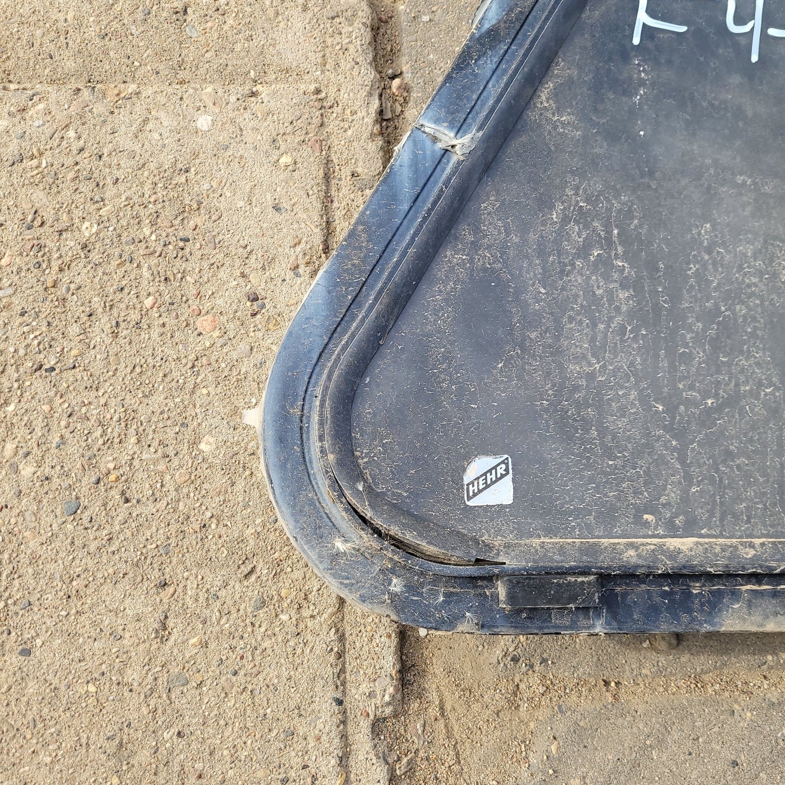 Used Slanted Black Radius Opening Window : 48 X 15 X 2 1/2