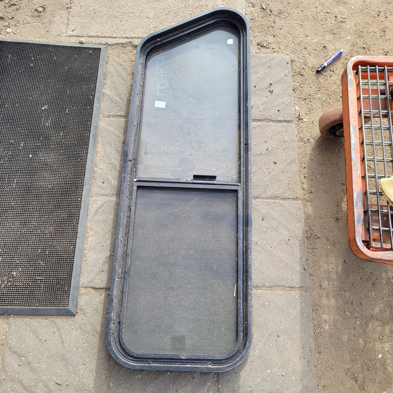 Used Slanted Black Radius Opening Window : 48 X 15 X 2 1/2