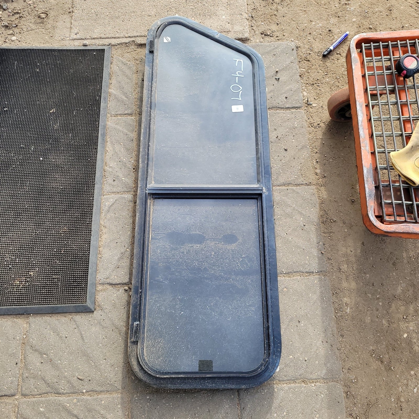 Used Slanted Black Radius Opening Window : 48 X 15 X 2 1/2