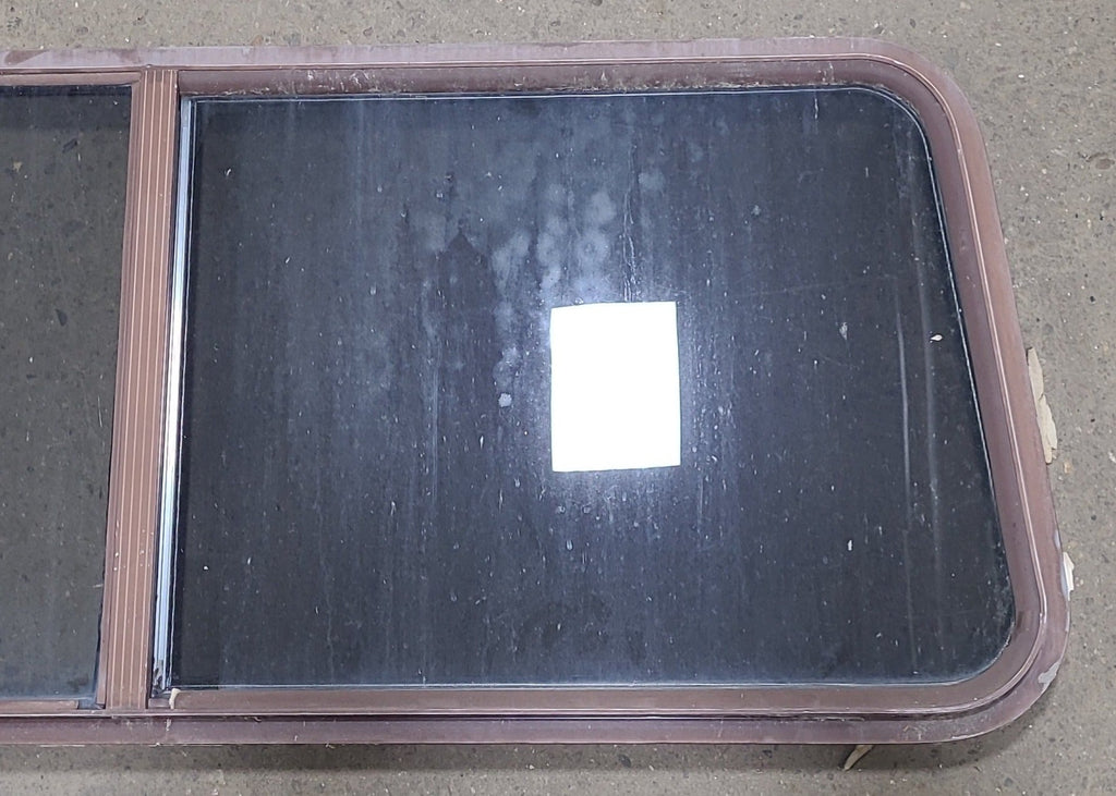 Used Slanted Brown Radius Opening Window : 22 1/8" H X 58 3/4" W X 2" D - Young Farts RV Parts