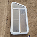 Used Slanted White Radius Emergency Opening Window : 48 X 18  X 2