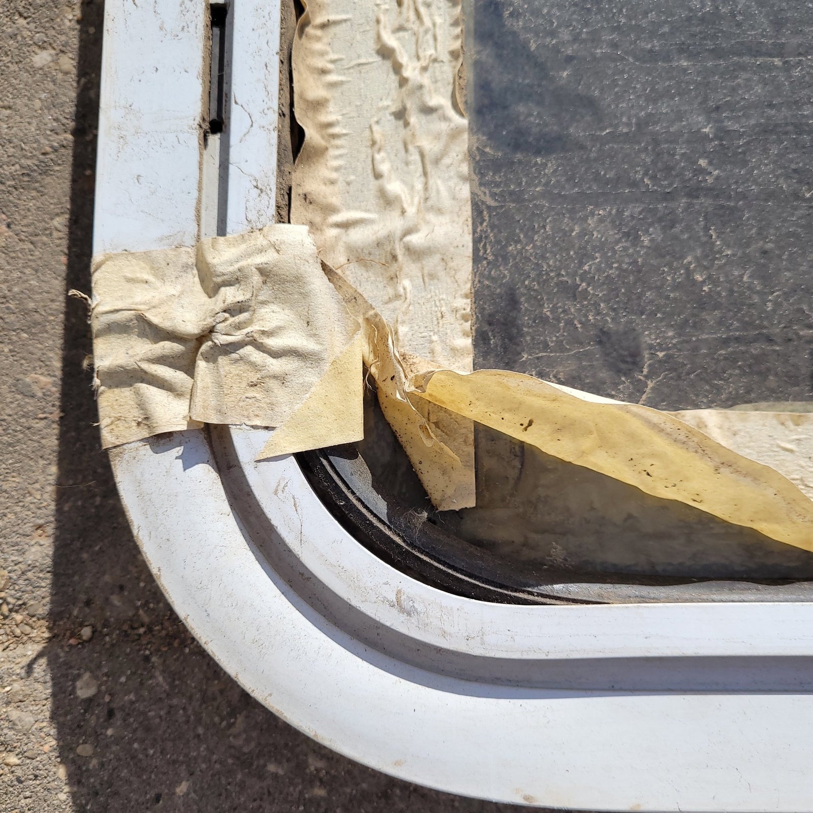 Used Slanted White Radius Opening Window : 42 X 17 1/2 X 2