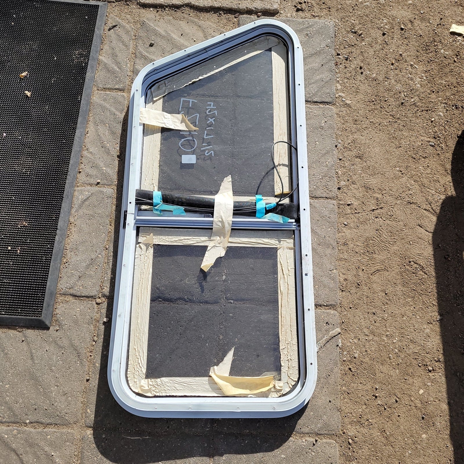 Used Slanted White Radius Opening Window : 42 X 17 1/2 X 2