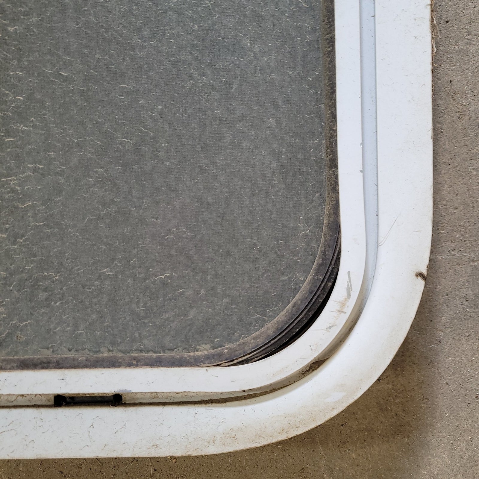 Used Slanted White Radius Opening Window : 42.5 X 16 X 2