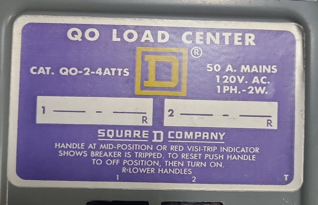Used Square D Load Center QO-2-4ATTS - Young Farts RV Parts