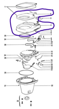 Used Thetford AM III Toilet Seat Seat & Cover Replacement | 09500 | 20932 - Young Farts RV Parts