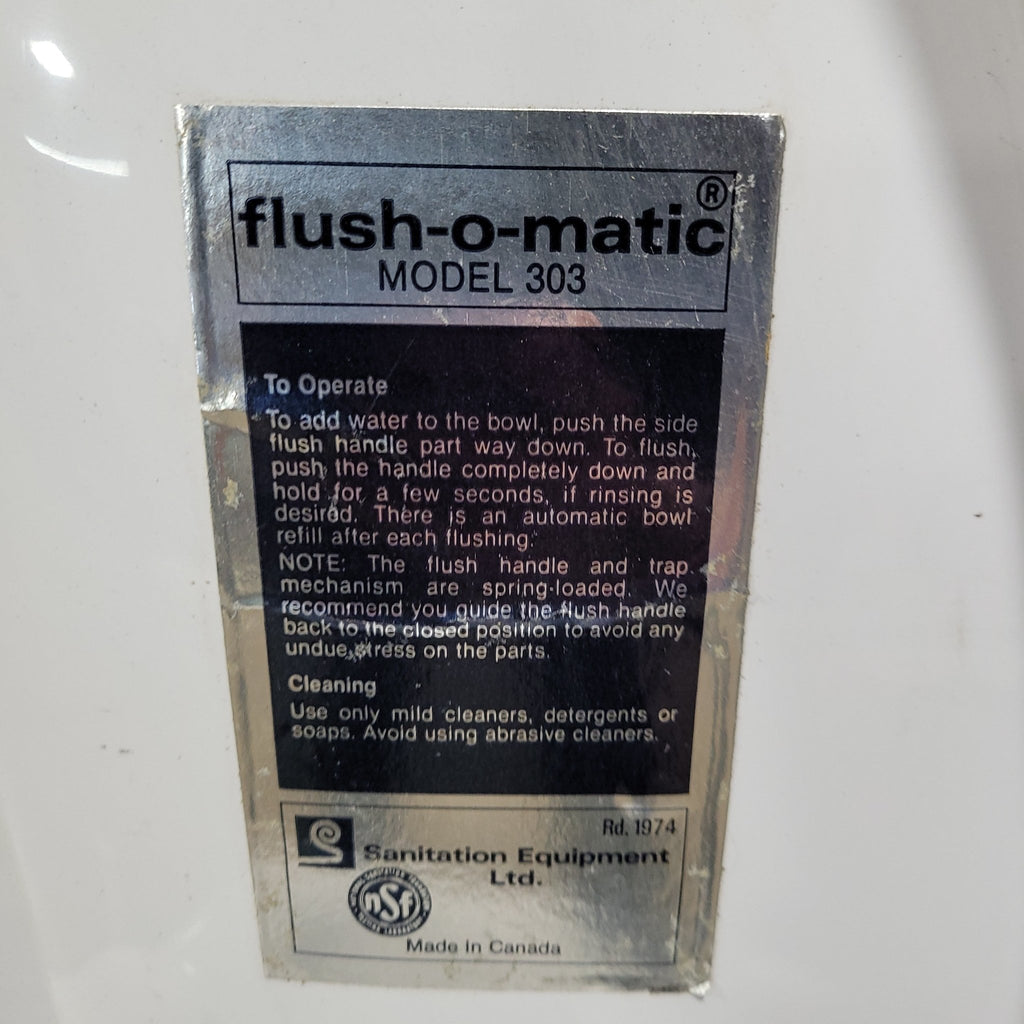Used Toilet Complete Retro/ Vintage Flush-O-Matic Model 303 - Young Farts RV Parts