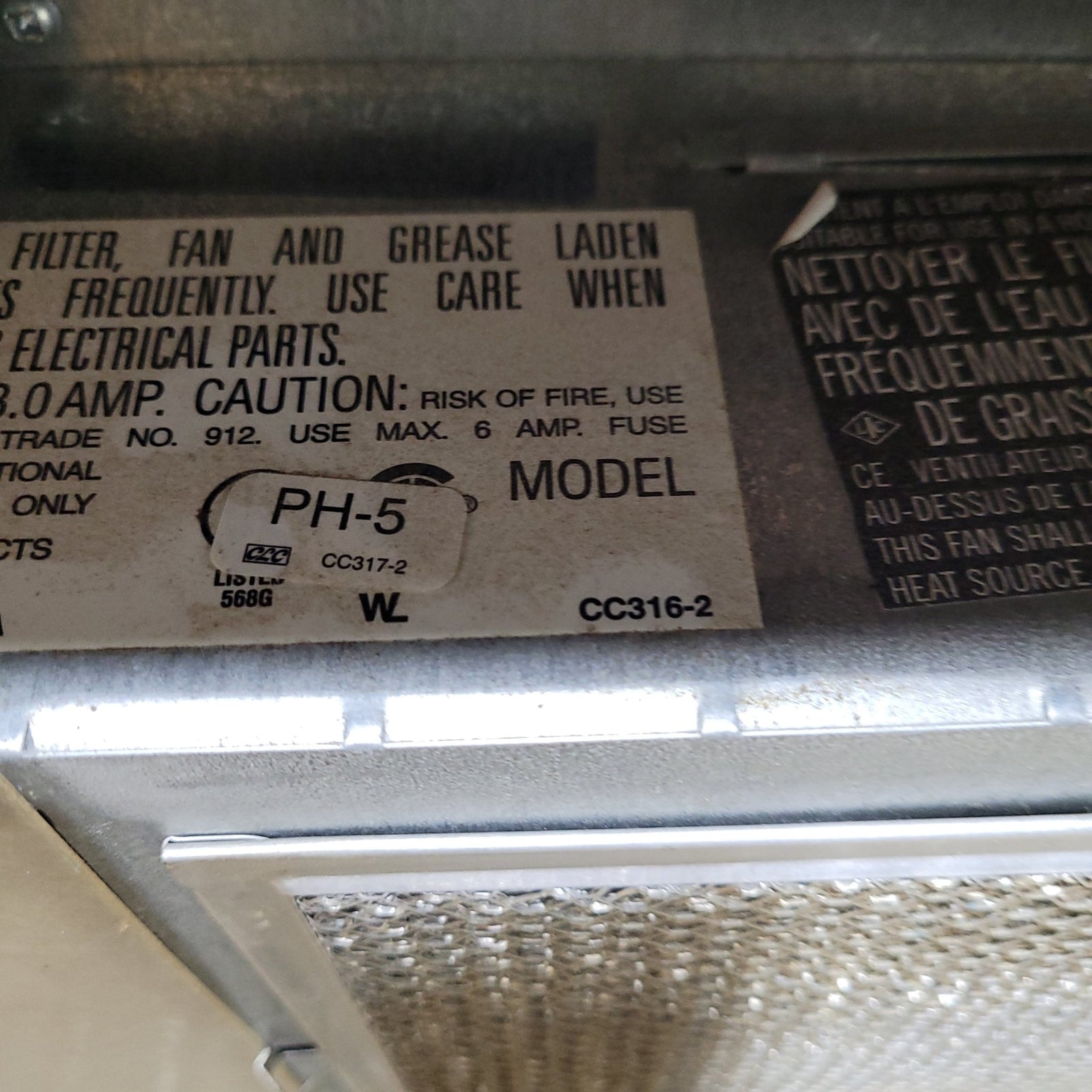 Used Ventline RV Range Hood Fan CC316-2 - Young Farts RV Parts