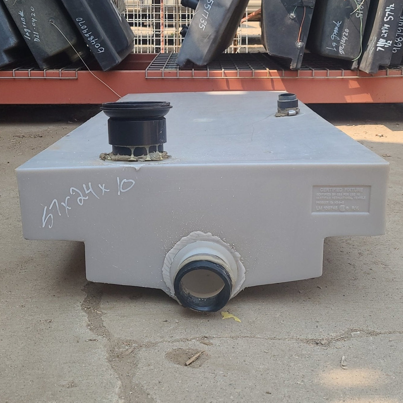 Used Waste/ Grey Water Tank 57 1/8" X 24 1/4" X 10" - Young Farts RV Parts
