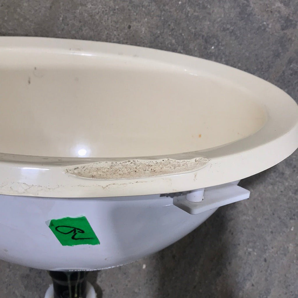 Used White Bathroom Sink 13 1/2" X 10 1/2" - Young Farts RV Parts