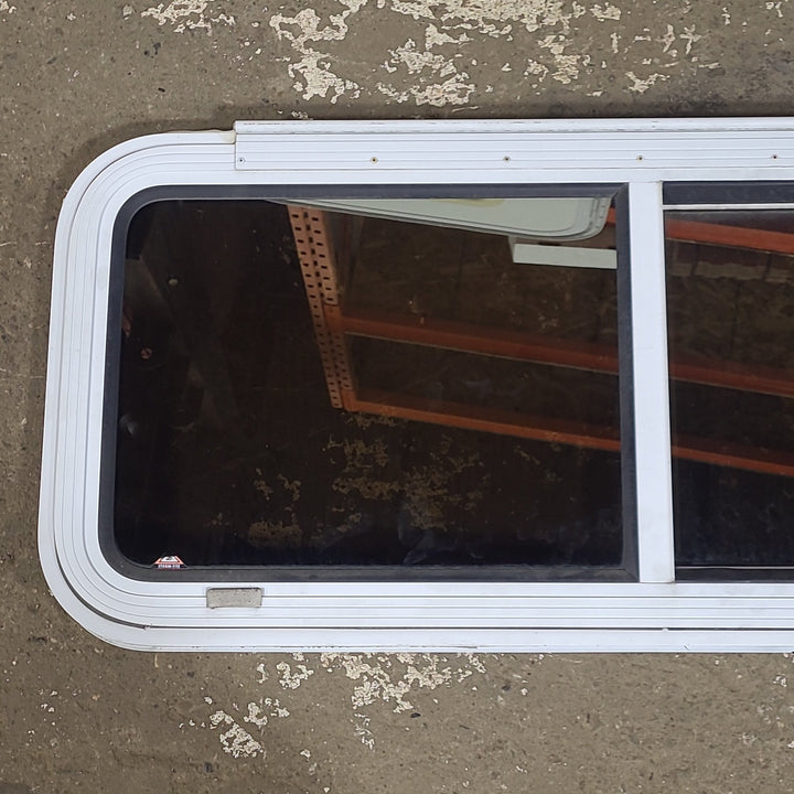 Used White Radius Emergency Opening Window : 42 1/4" W x 17 3/4" H x 1 3/4" D - Young Farts RV Parts