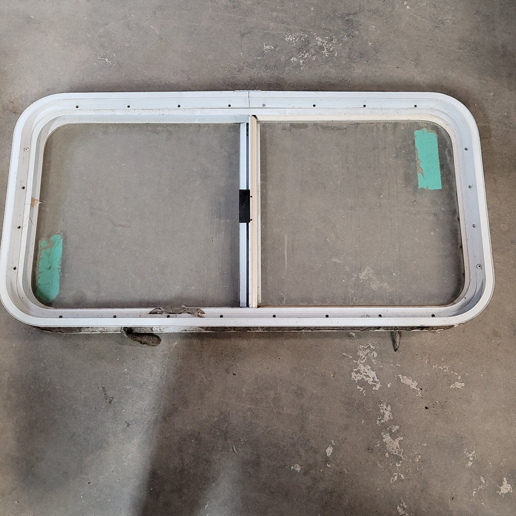 Used White Radius Opening Window : 18 X 36 X 2" D - Young Farts RV Parts