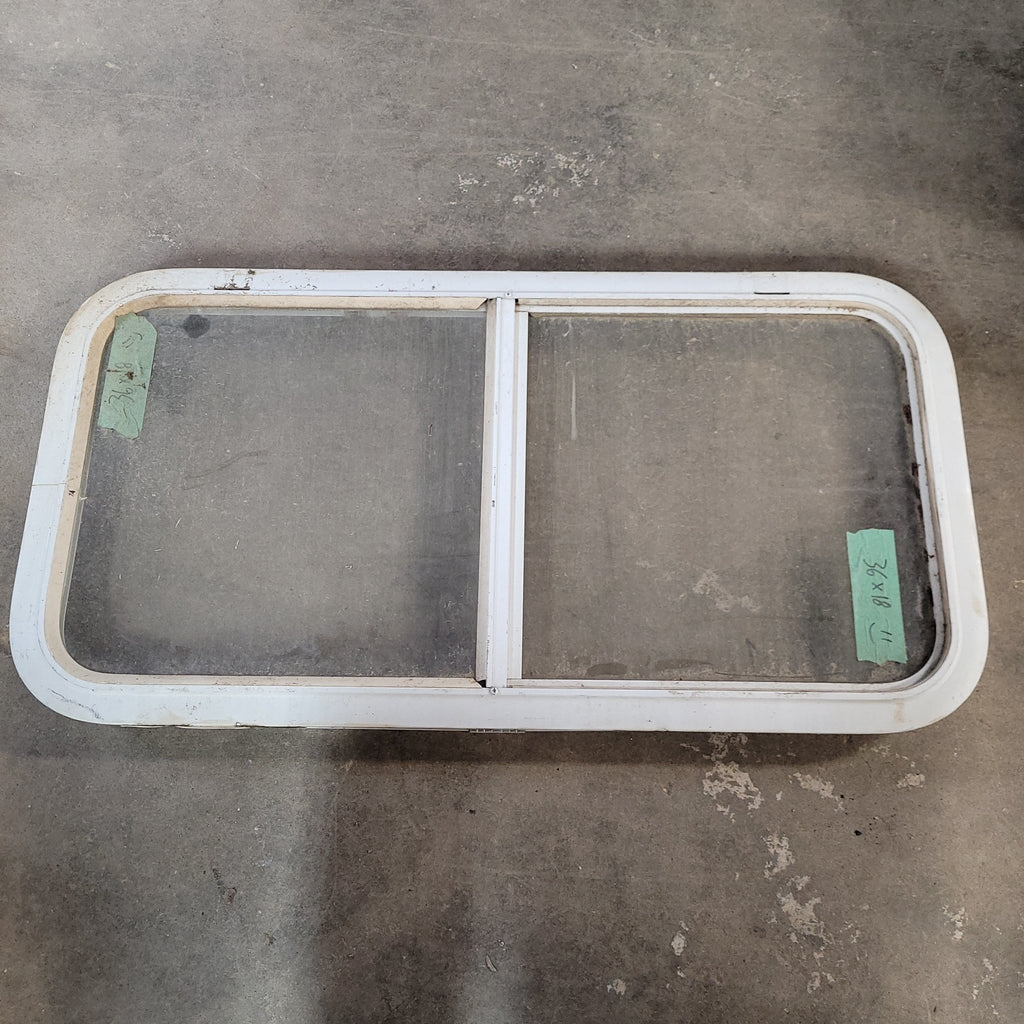 Used White Radius Opening Window : 18 X 36 X 2" D - Young Farts RV Parts