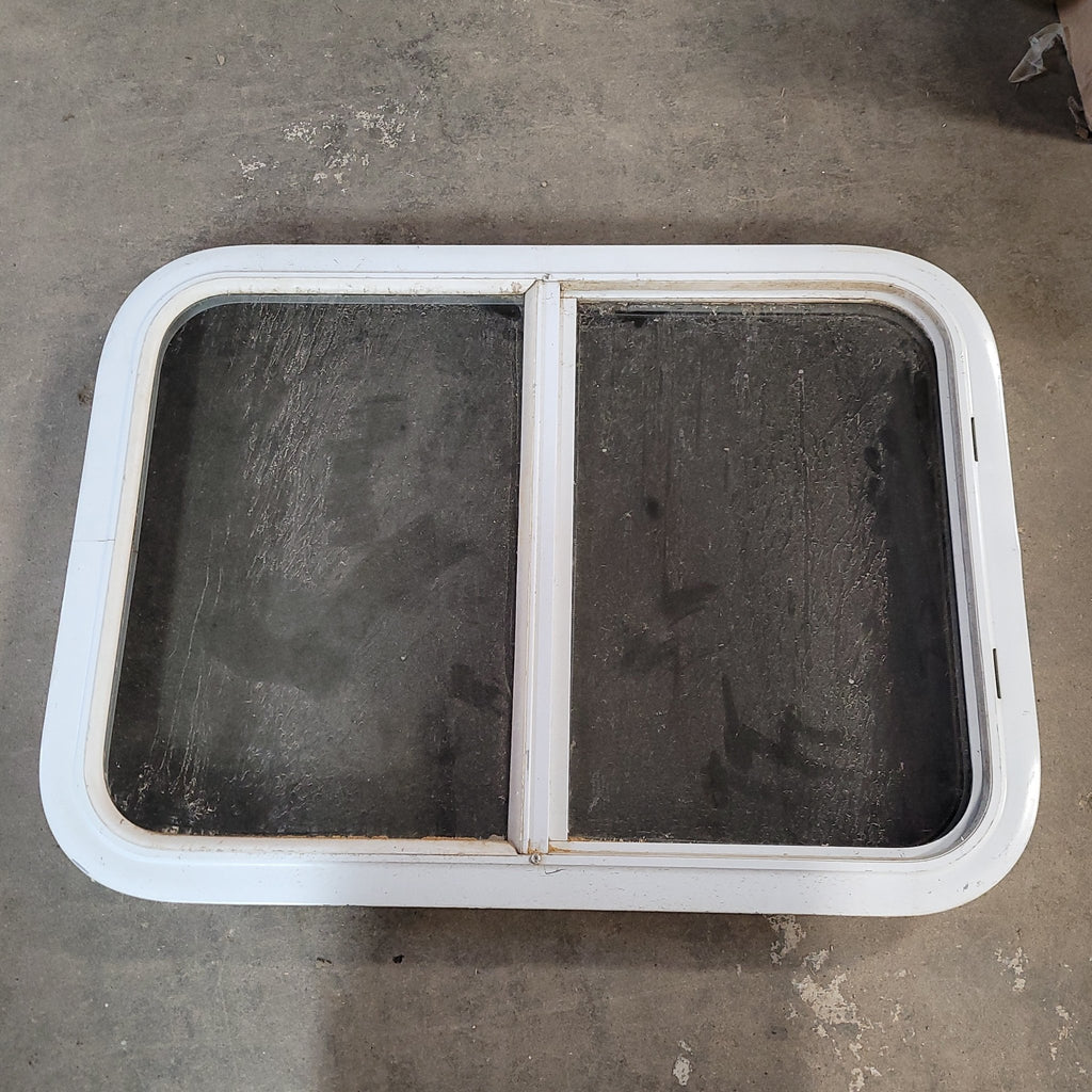 Used White Radius Opening Window : 20 X 28 X 2" D - Young Farts RV Parts