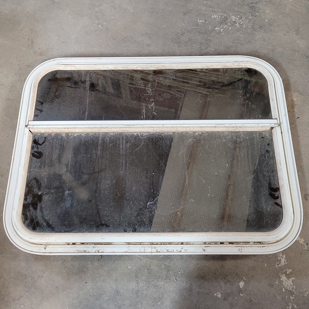 Used White Radius Opening Window : 21 X 30 1/2 X 2" D - Young Farts RV Parts