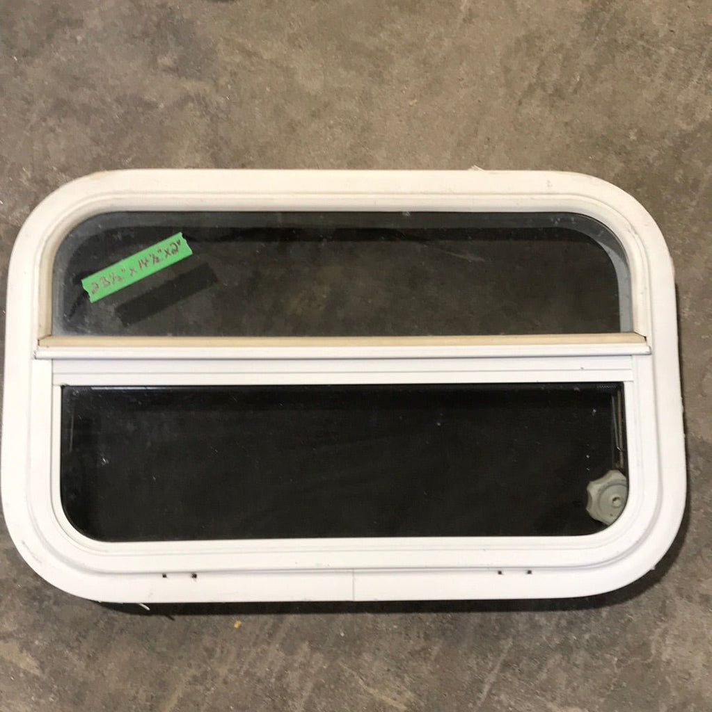 USED White Radius Opening Window : 23 1/2" W X 14 1/2" H X 2" D - Young Farts RV Parts