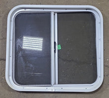 Load image into Gallery viewer, Used White Radius Opening Window : 24 1/4&quot; W x 21 3/4&quot; H x 2&quot; D - Young Farts RV Parts