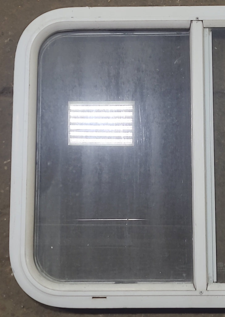 Used White Radius Opening Window : 26 1/2" W x 20 1/2" H x 1 1/4" D - Young Farts RV Parts