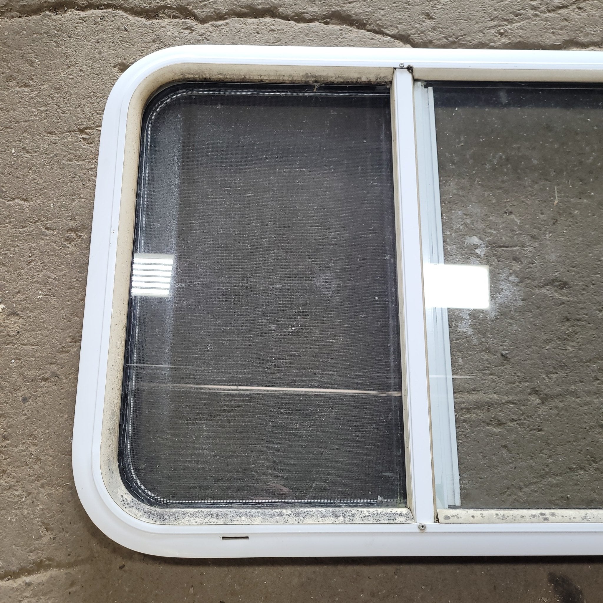 Used White Radius Opening Window : 26 1/2" X 20 5/8" X 2" D - Young Farts RV Parts