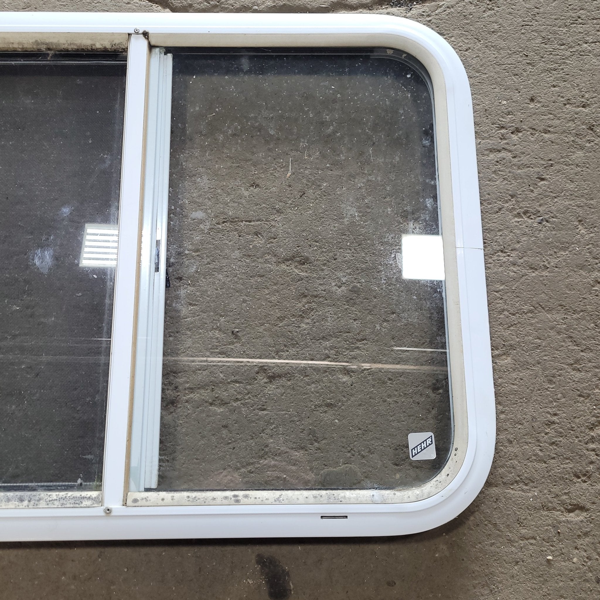 Used White Radius Opening Window : 26 1/2" X 20 5/8" X 2" D - Young Farts RV Parts