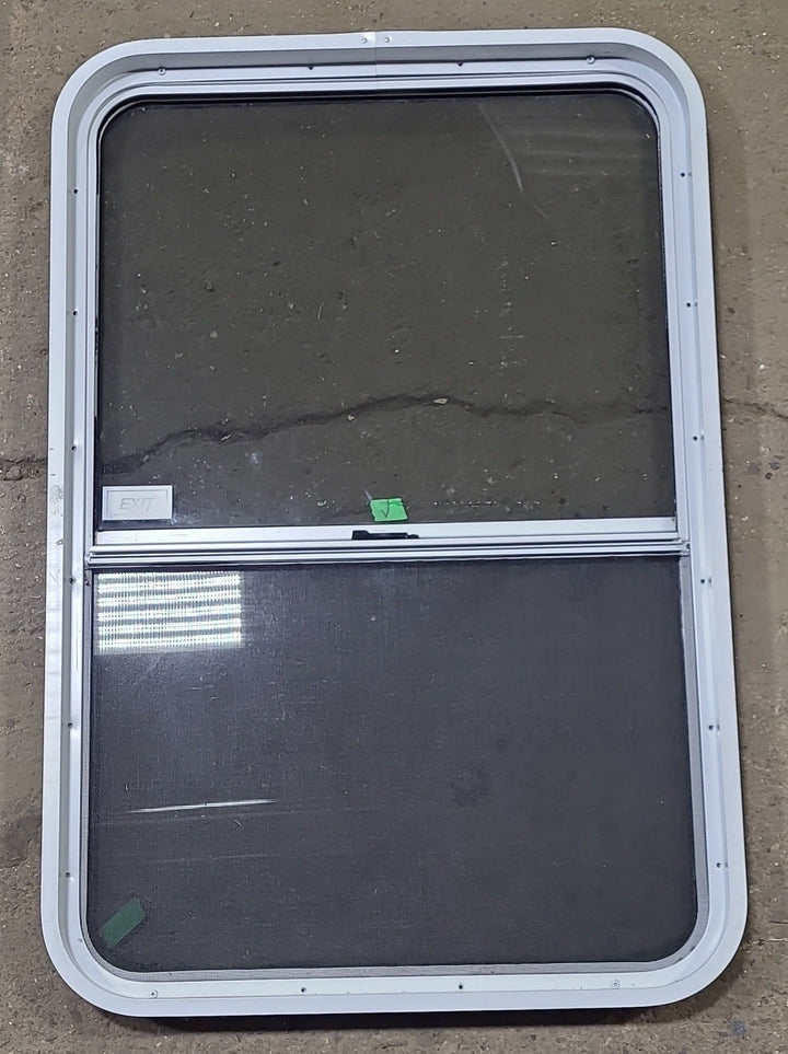 Used White Radius Opening Window : 26 1/4" W x 39 3/4" H x 2" D - Young Farts RV Parts