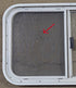 Used White Radius Opening Window : 29 1/2" W x 17 1/2" H x 1 7/8" D - Young Farts RV Parts