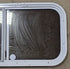 Used White Radius Opening Window : 30" W x 15" H x 1 1/4" D - Young Farts RV Parts