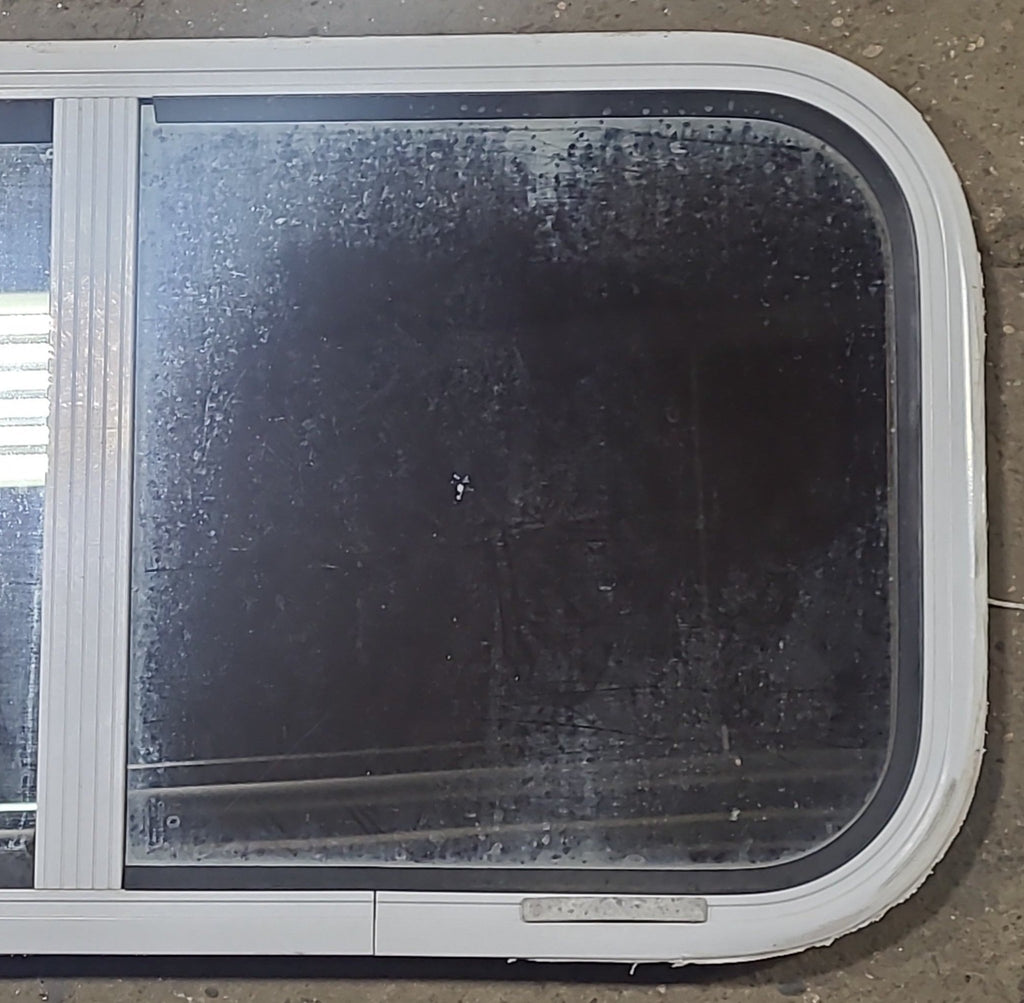 Used White Radius Opening Window : 30" W x 15" H x 1 1/8" D - Young Farts RV Parts