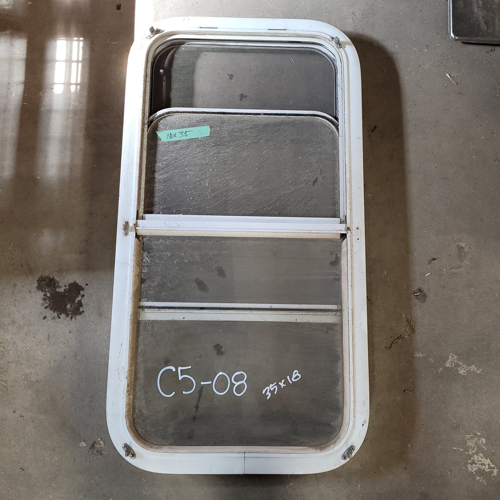 Used White Radius Opening Window : 35 X 16 X 2