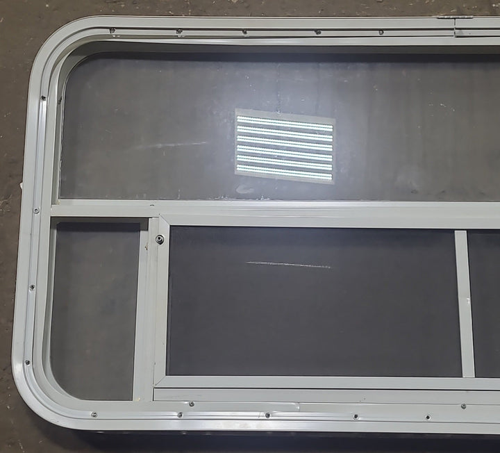 Used White Radius Opening Window : 45 1/2" W x 21 1/2" H x 2" D - Young Farts RV Parts
